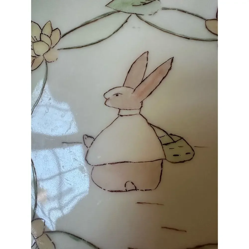 Antique MZ Austria bunny dessert Plates Set of 2 White Gold Gilt children 7”